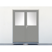 Porte de service PVC 2 vantaux 1/2 vitrée