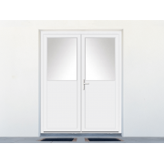 Porte de service PVC 2 vantaux 1/2 vitrée