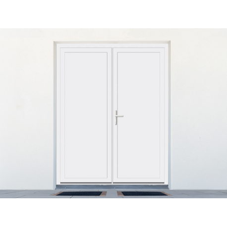 Porte de service PVC 2 vantaux panneau plein