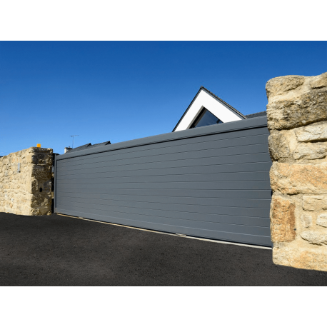 Portail Coulissant Aluminium Estelle Plein Manuel ou Électrique (Moteur Somfy ou Nice) Sur Mesure