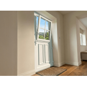 Porte d'entrée PVC Fermière Chêne Doré et soubassement simple
