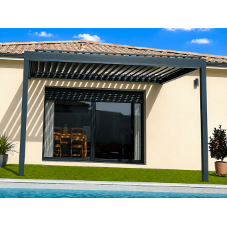 Pergola bioclimatique lames perpendiculaires 4x3m
