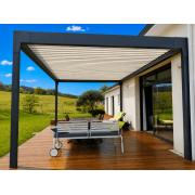 Pergola bioclimatique autoportée 4 poteaux 6x4 lames perpendiculaires