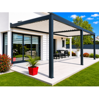 Pergola bioclimatique S3 8x3.5m lames parallèles