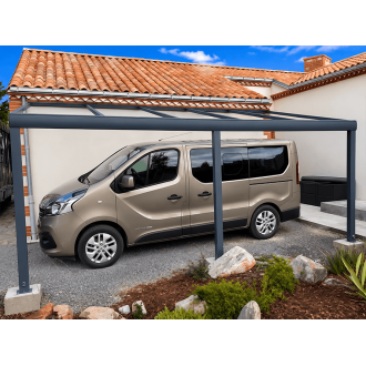 Structure Seule Carport Pente Aluminium Adossée (pour toiture polycarbonate, panneau sandwich, solaire photovoltaique, verre)