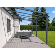 Structure Seule Pergola Pente Aluminium Adossée (pour toiture polycarbonate, panneau sandwich, solaire photovoltaique, verre)