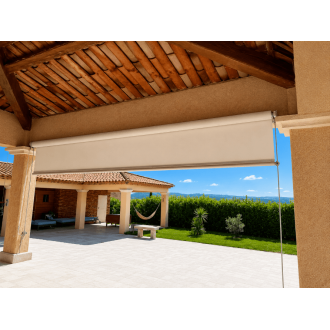Store à Guide électrique toile pvc précontraint pour pergola