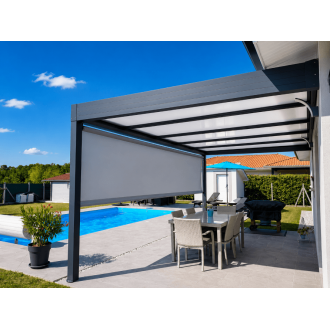 Store à Guide motorisé pour pergola micro-perforé SWK M654 Grey