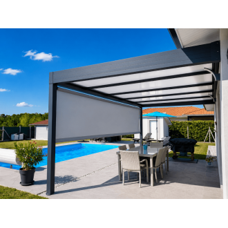 Store à Guide manuel pour pergola micro-perforé SWK M654 Grey