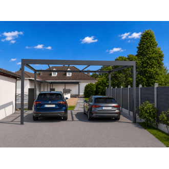 Structure Seule Carport Toit Plat Aluminium Auto-Portée (pour toiture polycarbonate, panneau sandwich, solaire photovoltaique)