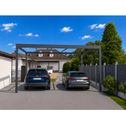 Structure Seule Carport Toit Plat Aluminium Auto-Portée (pour toiture polycarbonate, panneau sandwich, solaire photovoltaique)