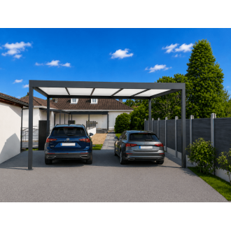 Carport toit plat autoportant pour 2 voitures