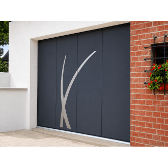 Porte de Garage Coulissante SOMMER Finition Décor Alunox Gris Anthracite 7016