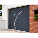 Porte de Garage Coulissante Décor Alunox Électrique (Moteur SOMFY) Panneaux Acier 40 mm Contemporaine Avec Cadre Sur Mesure