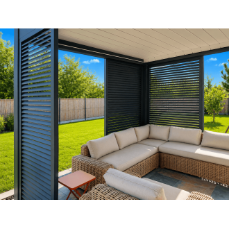 Claustra Brise Vue sur Pergola Lames Horizontales Gris Anthracite