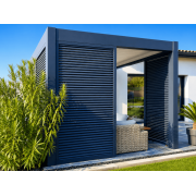 Claustra Brise Vue Lames Horizontales RAL 7016 sur Pergola