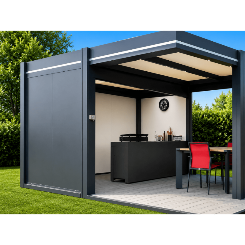 Parois Fixes Carport Panneaux Sandwich 27 mm Gris Anthracite 1 Face, Blanc 9010 1 Face
