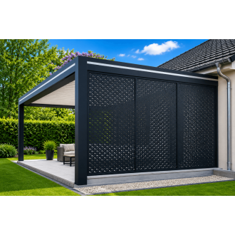 Claustra Fixe Pergola 4.5m Tôle Perforée Motifs Bulles Aluminium