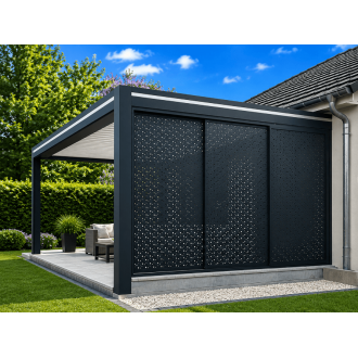 Claustra pour Pergola Coulissant 3 Vantaux Tôle Perforée Motifs Bulles