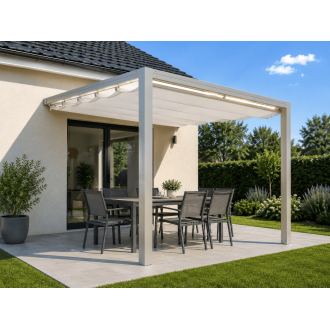 Pergola toile rétractable étanche adossée