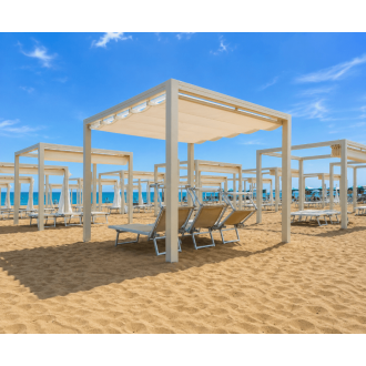 Pergola Toile Micro-Perforée Rétractable ARC Soltis 96 PVC Ferrari AUTOPORTÉE Manuelle en Aluminium Sur Mesure