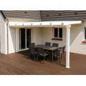 Pergola Toile Ferrari 602 Fixe Tendue Étanche 3.F Adossée en Aluminium Sur Mesure