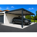 Carport Aluminium Toit Plat H3 Panneaux Sandwich Isolant 32mm Adossé Abri Voiture & Camping Car Sur Mesure