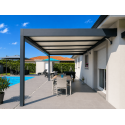 Pergola Aluminium Toit Plat H3 Panneaux Sandwich Isolant 32mm Adossée Sur Mesure
