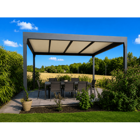 Pergola Aluminium V3 Panneaux Sandwich 32mm 5x5m 4 Poteaux