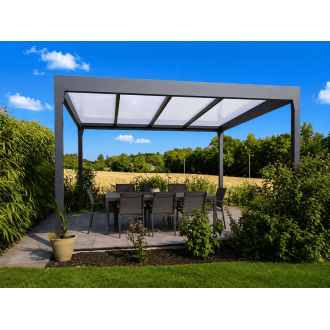 Pergola Aluminium V3 Polycarbonate 32mm 5x5m 4 Poteaux