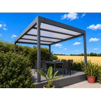 Pergola Aluminium V3 Polycarbonate 32mm 5x5m 4 Poteaux