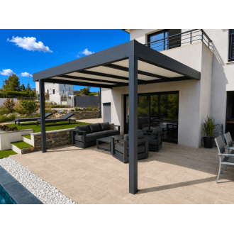 Pergola toit plat 6x4 adossée 