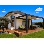 kit led 3 côtés pergola bioclimatique 4 poteaux lames perpendiculaires