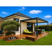 Pergola bioclimatique autoportée 6x4 lames perpendiculaires