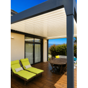 led 3 côtés pergola bioclimatique auto-portée lames perpendiculaires