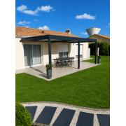 Pergola bioclimatique adossée 8x3 gris anthracite