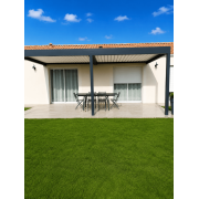Pergola bioclimatique lames parallèles ral gris 7016