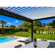 Pergola bioclimatique lames perpendiculaires ouvertes