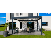 Pergola bioclimatique 5x4 lames orientables perpendiculaires 