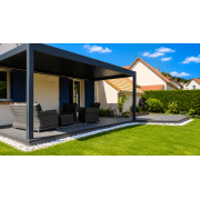 Pergola bioclimatique lames perpendiculaires ral 7016