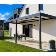 Pergola alu adossée toit plat 7.4x2.8