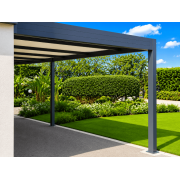 Pergola adossée H3 8.65x3m toit plat panneaux sandwich