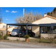 Carport toit plat autoportant pour 2 voitures