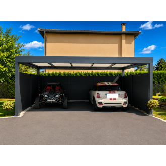 Carport toit plat autoportant pour 2 voitures