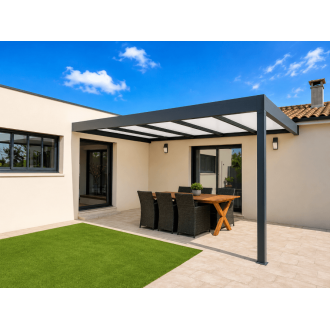 Pergola Aluminium Toit Plat H3 Panneaux Sandwich 32mm Entre Murs Sur Mesure