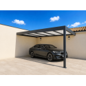 Carport Aluminium Toit Plat H3 Panneaux Sandwich 32mm Entre Murs Sur Mesure