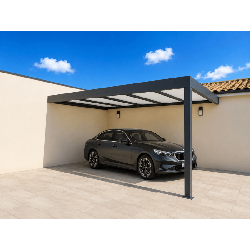Carport alu entre 2 murs en L