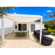 Pergola bioclimatique lames perpendiculaires 3.8x3m blanc RAL 9010