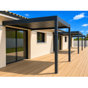 X3 pergolas bioclimatiques lames perpendiculaires 4x3m gris anthracite