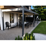 Pergola bioclimatique autoportée motorisée 7x4 gris 7016